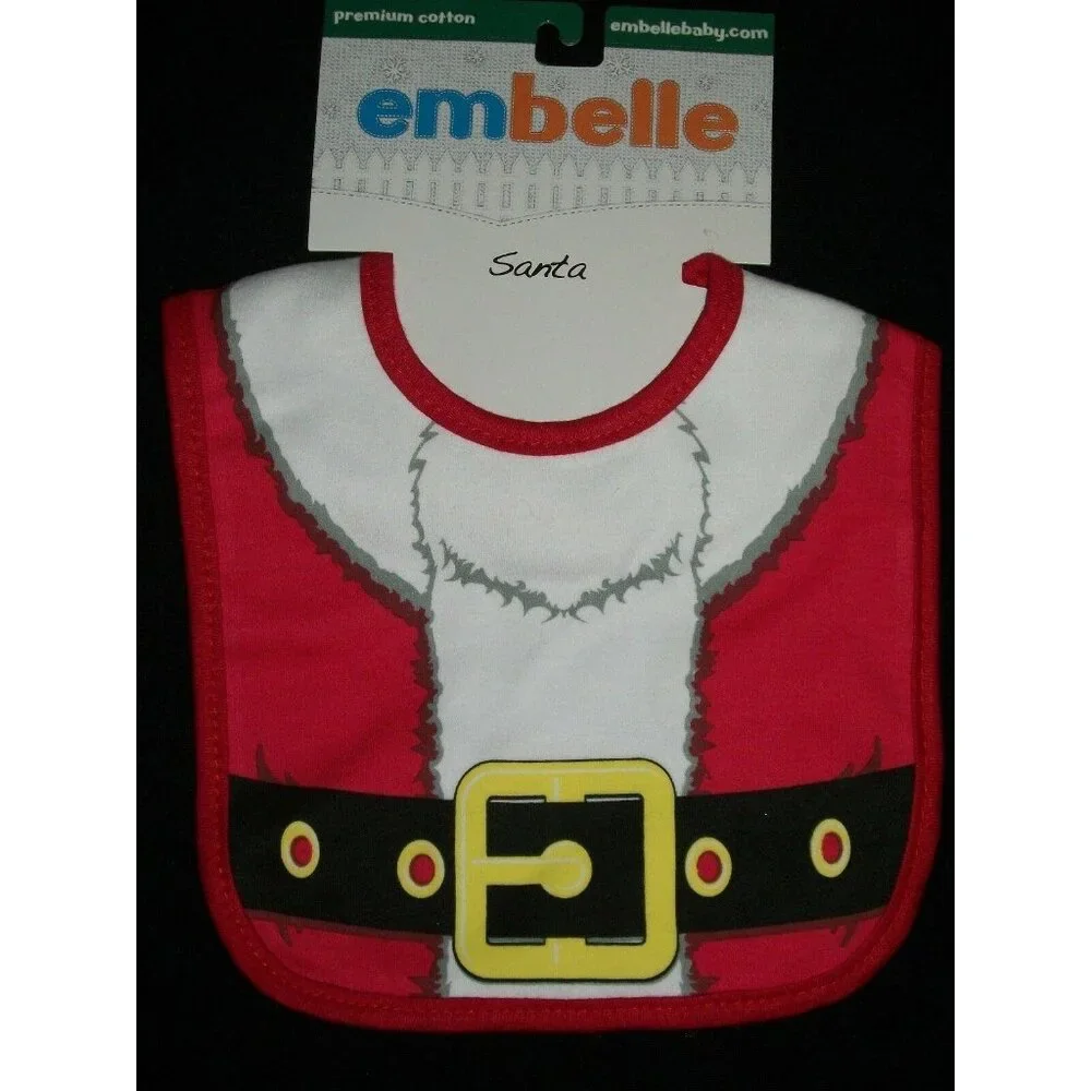 Embelle Baby Santa Bib Premium Cotton Christmas Print Red & White